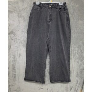 Shiny by Nature Black Wide Leg Jeans Elastic Waist High Rise Size M
